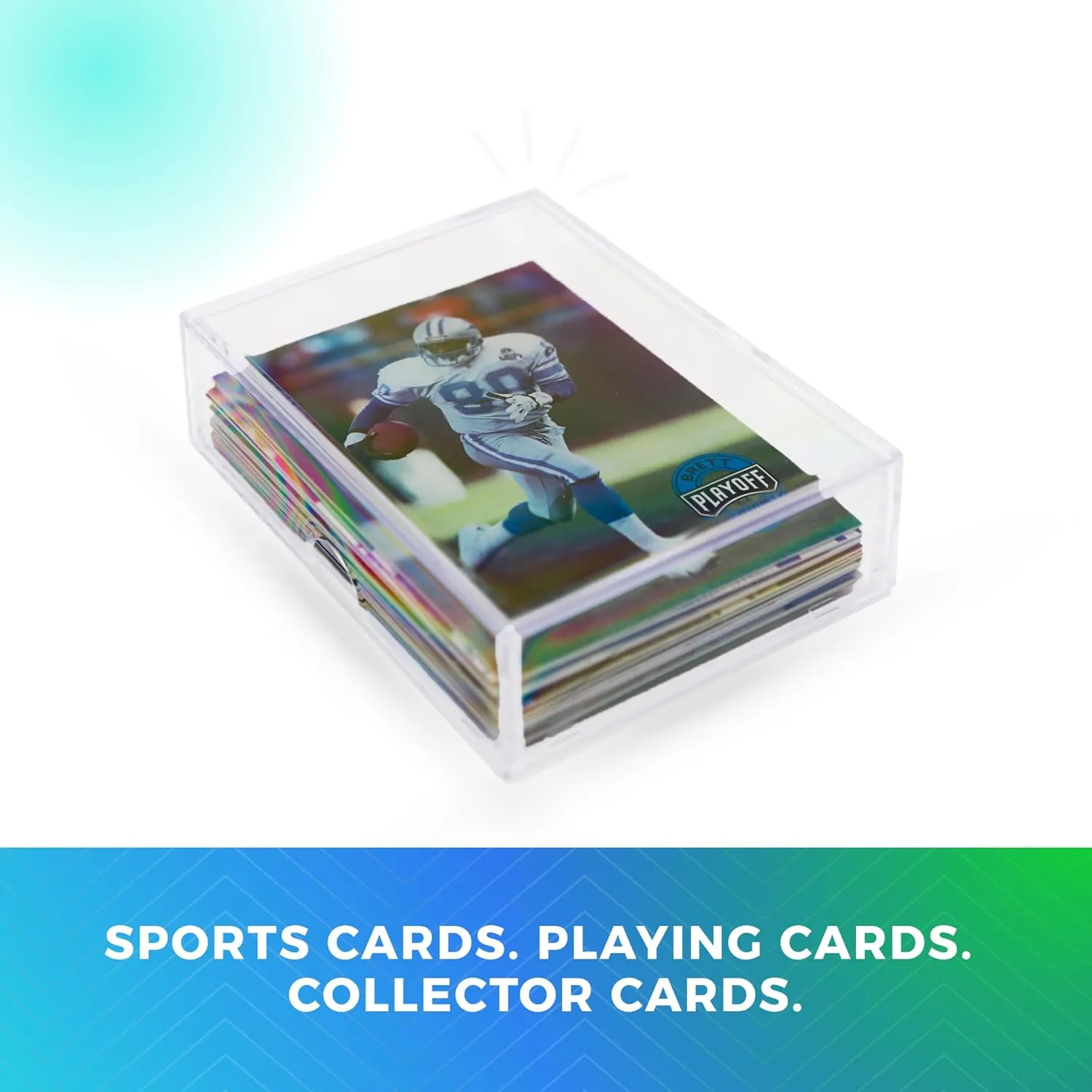 Clear Hard Plastic Box with Lid, Stackable Playing Card Storage Box and Display Case, 3 1/2" L x 2 1/2" W x 1" H, 10 Boxes, Made in USA