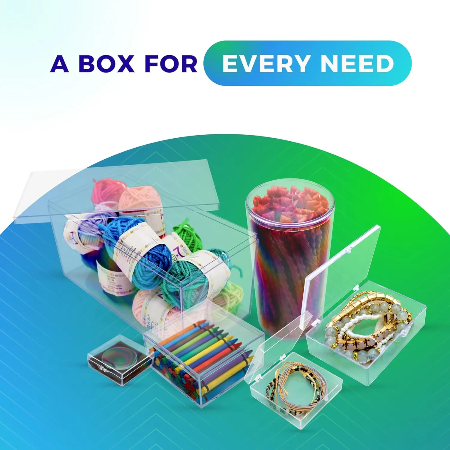 Clear Hard Plastic Box with Lid, Stackable Playing Card Storage Box and Display Case, 3 1/2" L x 2 1/2" W x 1" H, 10 Boxes, Made in USA