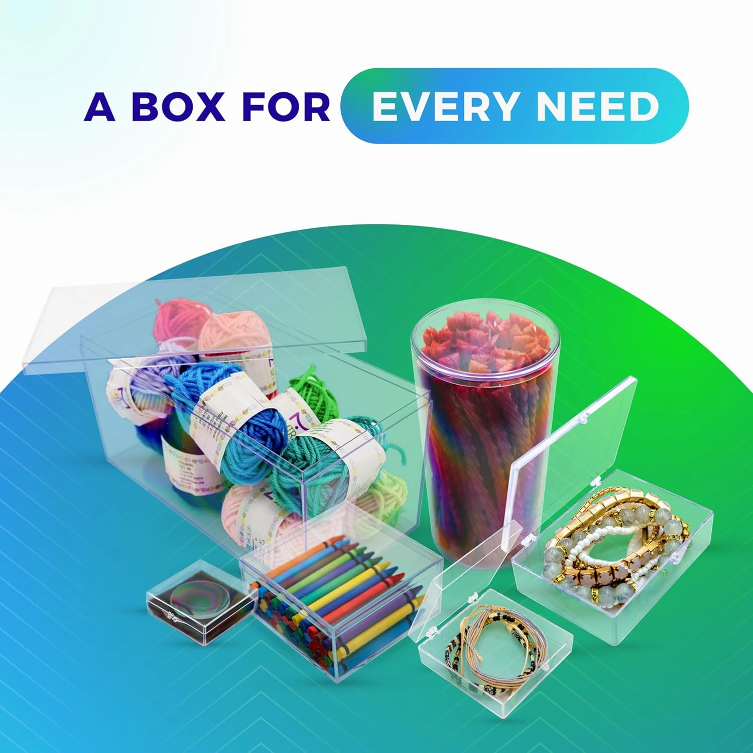 Clear Hard Plastic Box with Lid, Stackable Playing Card Storage Box and Display Case, 3 1/2" L x 2 1/2" W x 1" H, 20 Boxes, Made in USA