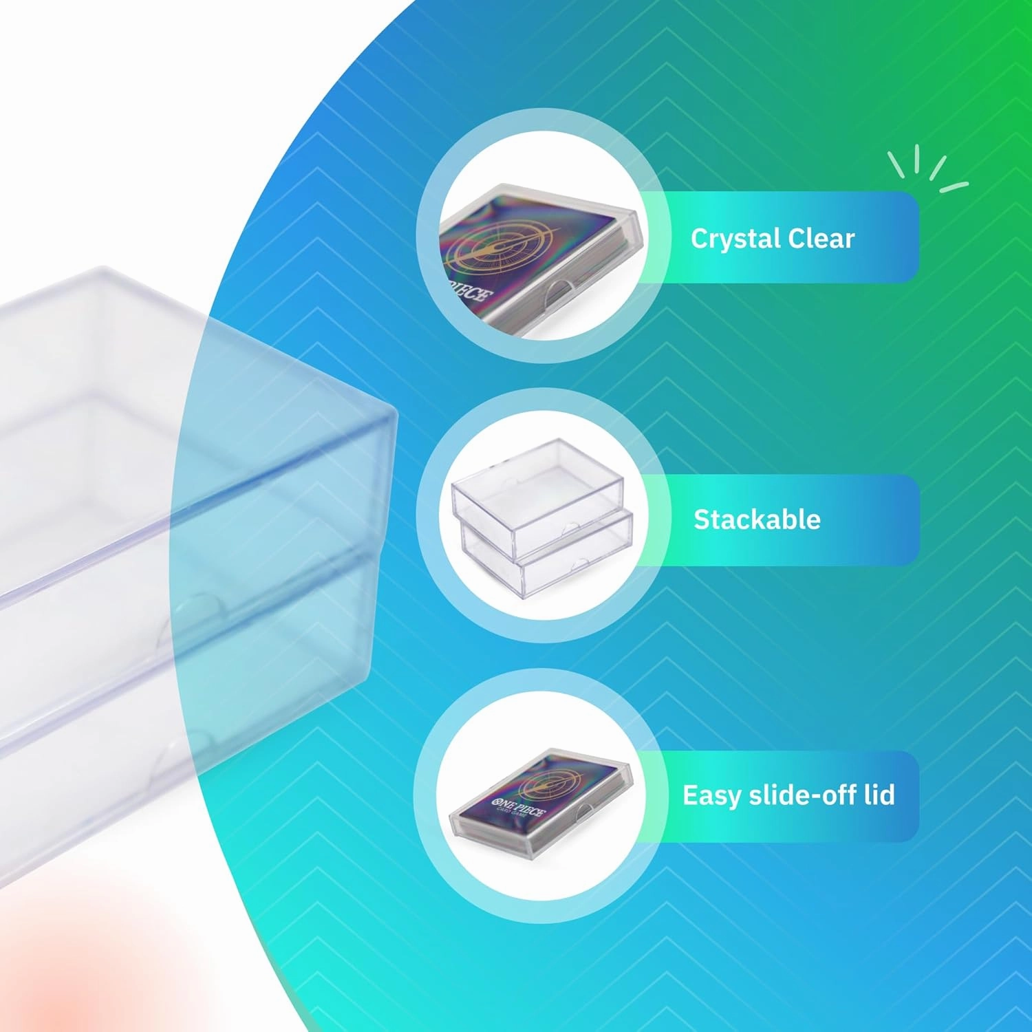 Clear Hard Plastic Box with Lid, Stackable Playing Card Storage Box and Display Case, 3 1/2" L x 2 1/2" W x 1" H, 20 Boxes, Made in USA