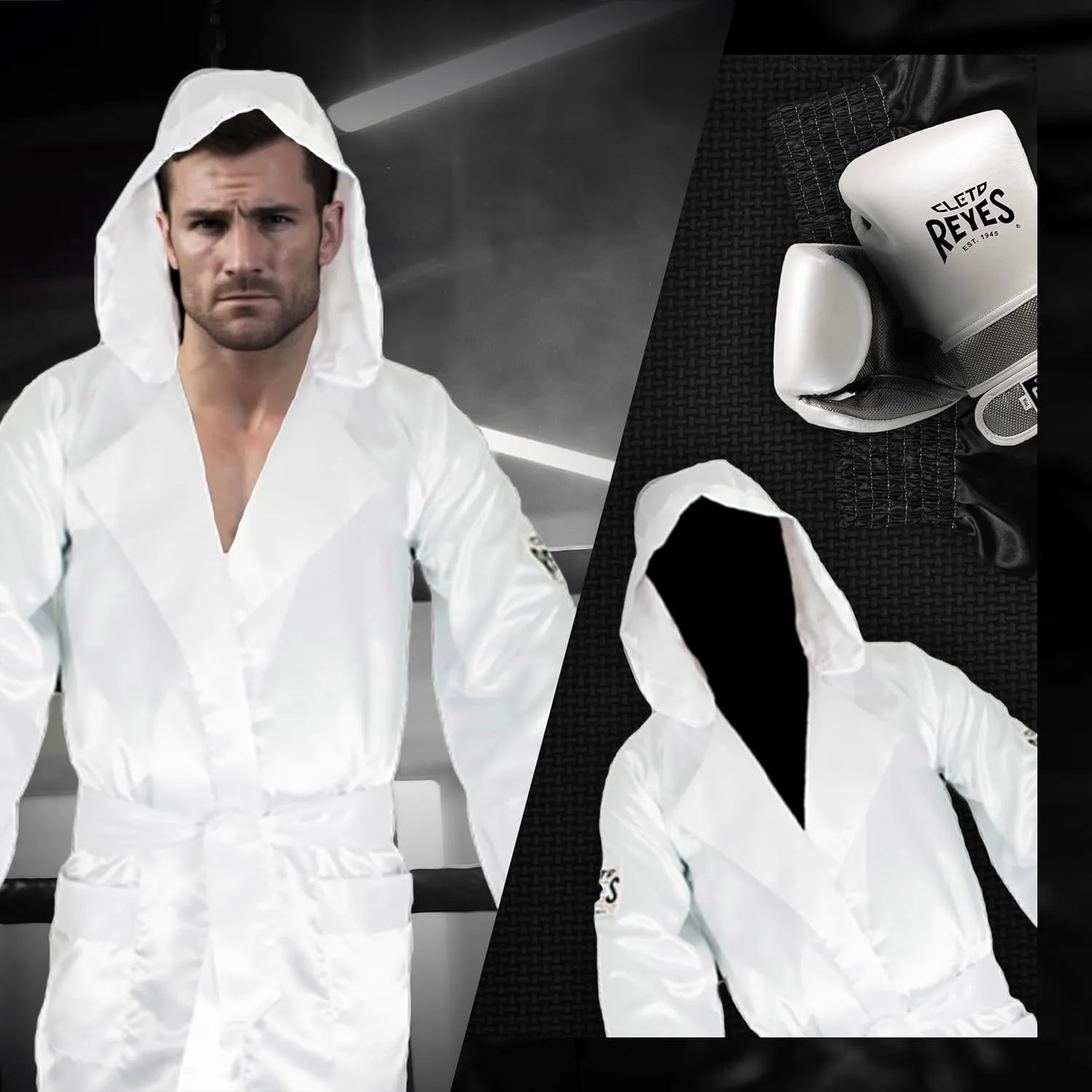 CLETO REYES Satin Boxing Robe with Hood for Men and Women, Adult Unisex Competition Uniform Apparel Clothes