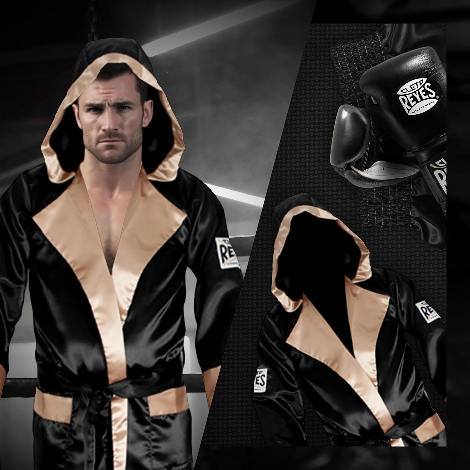 CLETO REYES Satin Boxing Robe with Hood for Men and Women, Adult Unisex Competition Uniform Apparel Clothes