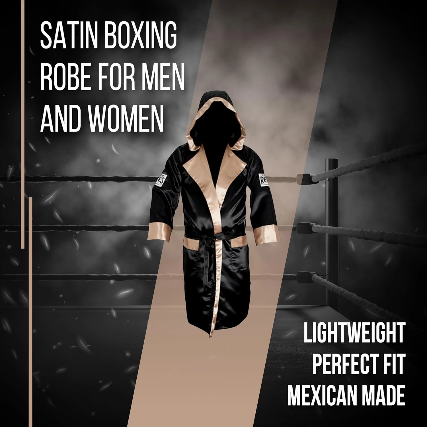 CLETO REYES Satin Boxing Robe with Hood for Men and Women, Adult Unisex Competition Uniform Apparel Clothes