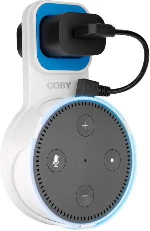 Coby Speaker Wall Mount for 2nd Generation Dot Voice Assistants | Smart Home Speaker Mount Hanger Stand for Bedroom, Kitchen, Office, Bathroom | Snug-Fit Holder Hides Messy Cables (White)