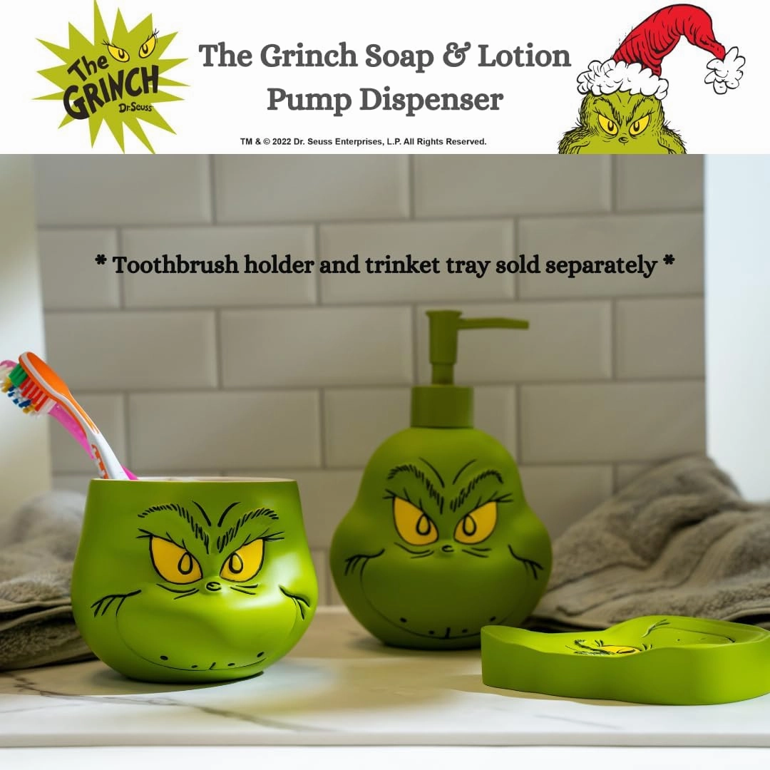Collectibles Dr. Seuss' The Grinch Holiday Christmas Soap/Lotion/Hand Sanitizer Resin Pump Dispenser, 18.28 Ounces, (Officially Licensed Product) by Franco