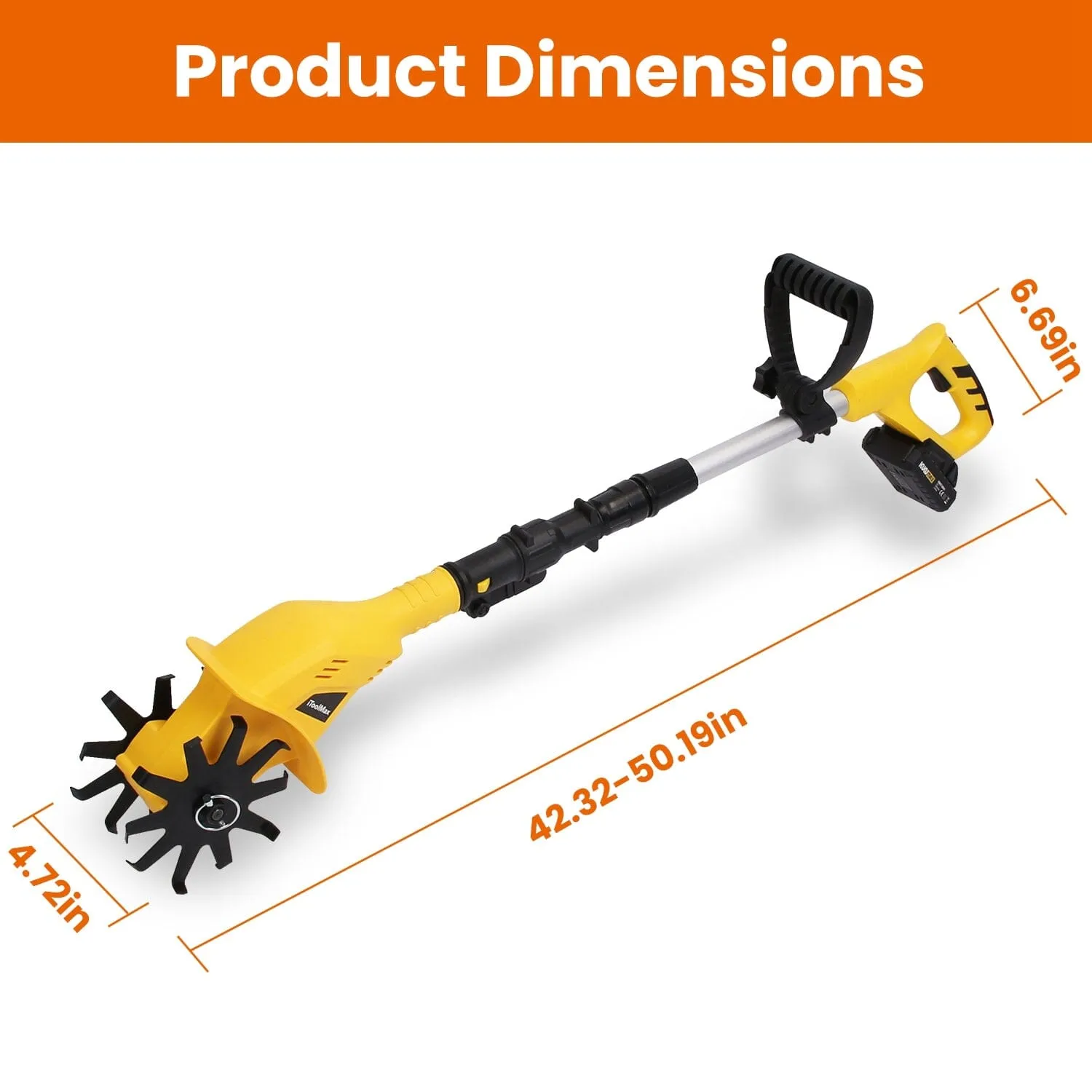 Cordless Electric Garden Tiller Cultivator With 20V Rechargeable Battery