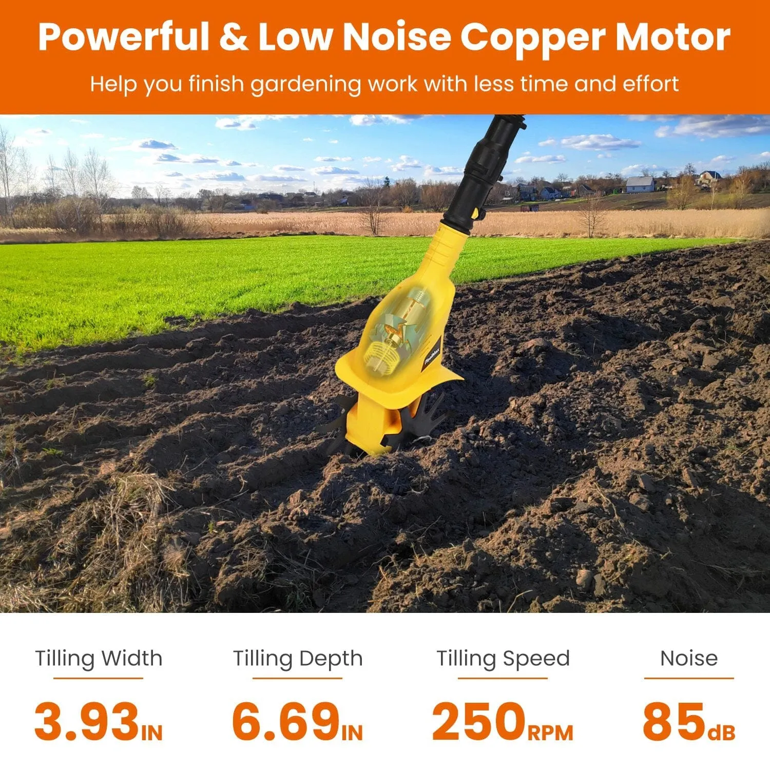Cordless Electric Garden Tiller Cultivator With 20V Rechargeable Battery
