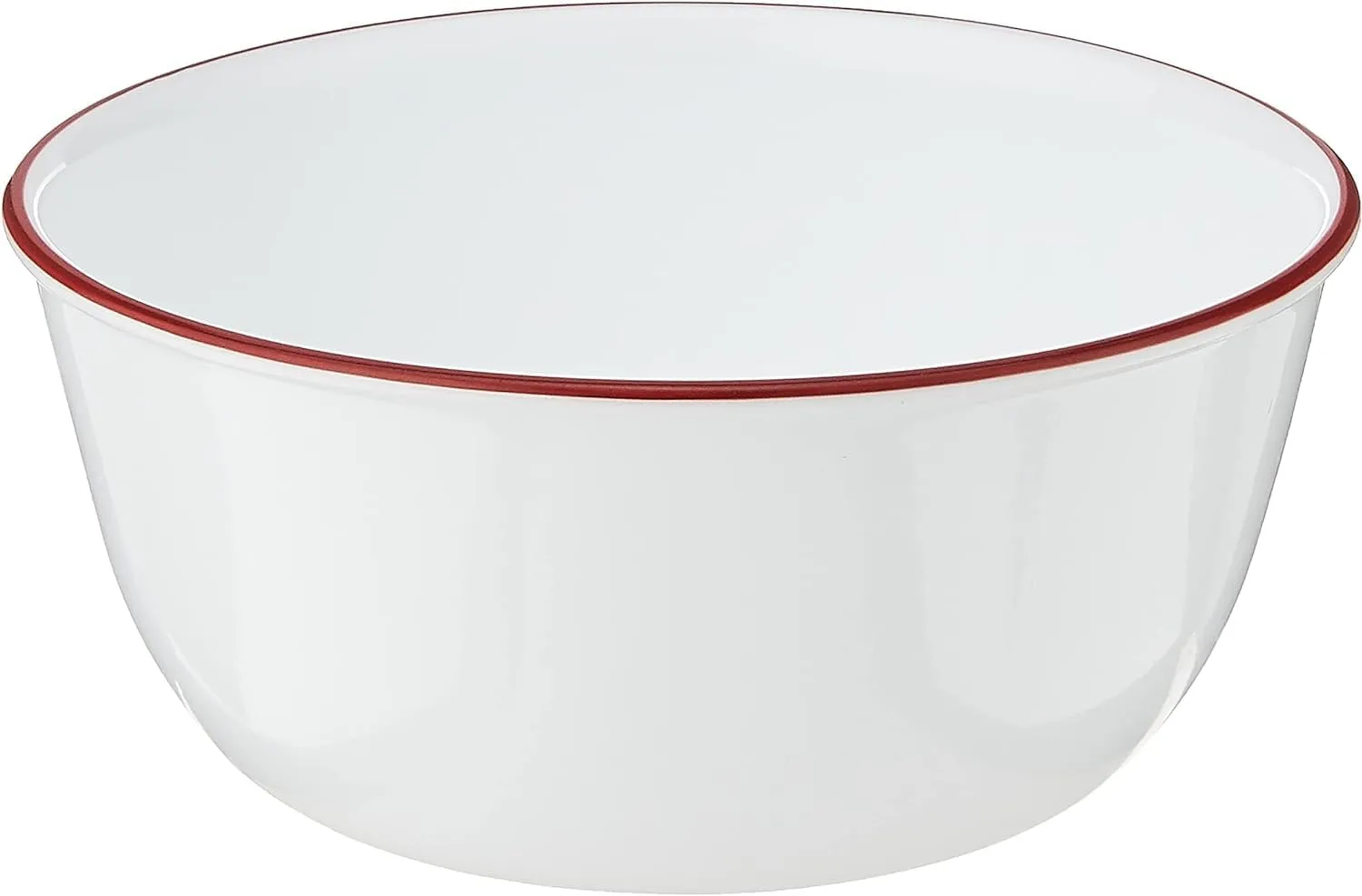 Corelle Vitrelle 28-Oz Bowl, Triple Layer Glass and Chip Resistant, Easy-to-Clean, Lightweight Round Bowl, Red Rim Band