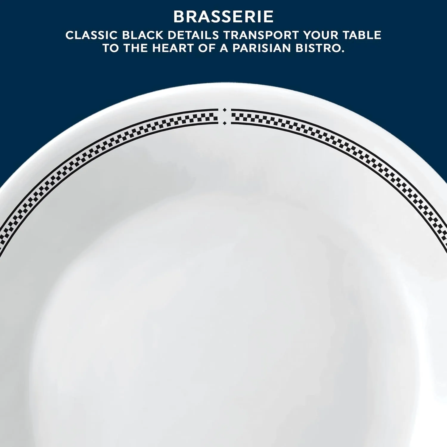 Corelle Vitrelle 6.75" Salad Appetizer Plate Set, Triple Layer Glass and Chip Resistant, Lightweight Round Plates, 6-Piece Brasserie