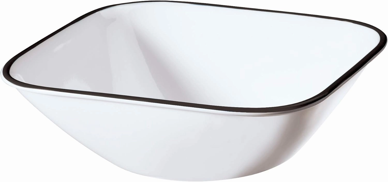 Corelle 18-Piece Service for 6 Dinnerware Set Triple Layer Glass and Chip Resistant, Lightweight Square Plates and Bowls Set, Simple Lines