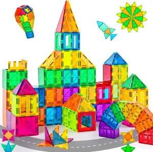 cossy 60 Pcs Magnet Tiles Magnetic 3D Building Blocks Set Educational Construction Toys for 3  Year Kids with Stronger Magnets, Rivets-Fastened, Educational,Recreational, Conventional
