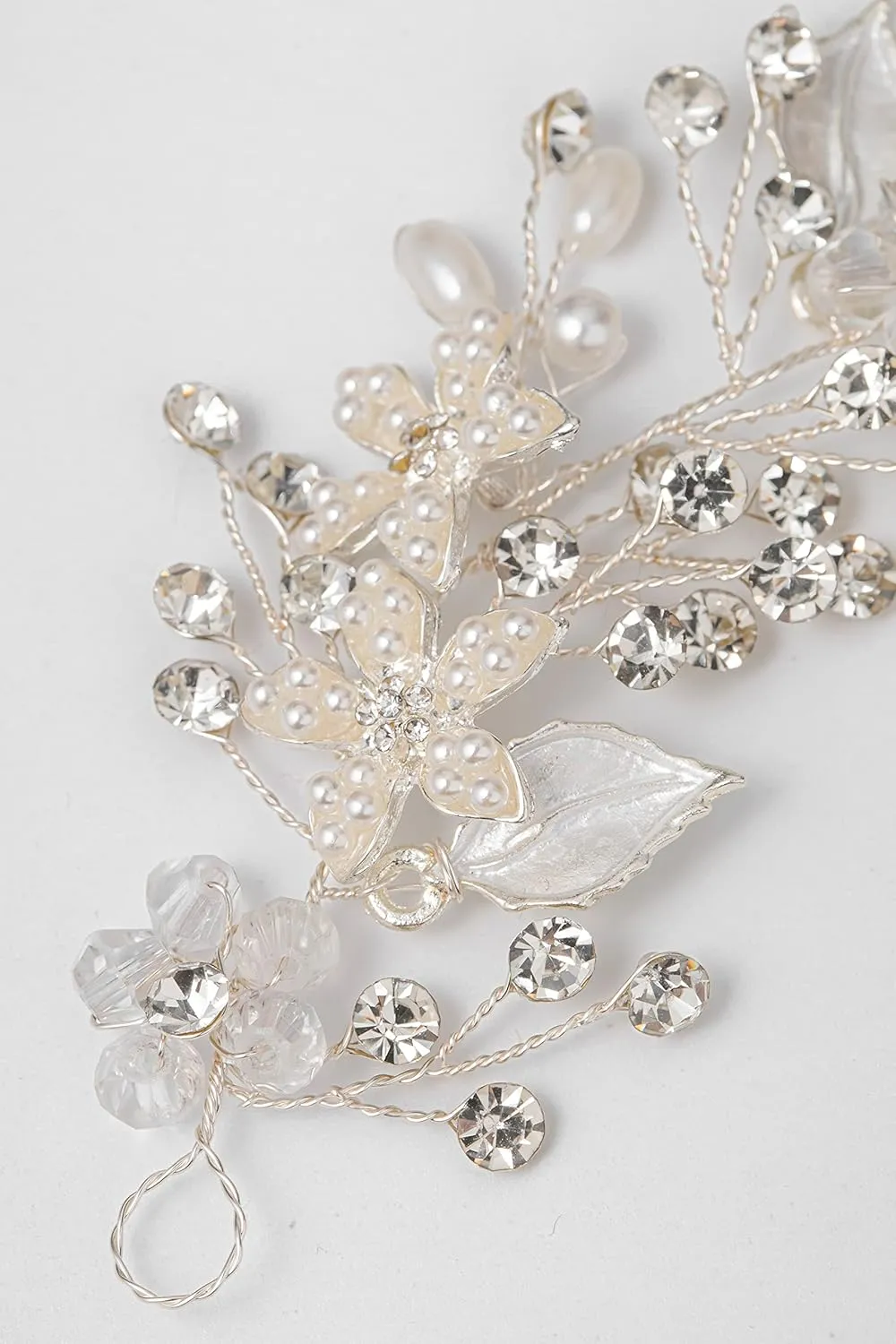 Coucoland Flower Girl Fairy Headpiece - First Communion Crystal Crown Tiara Hair Piece Baby Breath Headband for Wedding Brides Bridal Hair Accessories