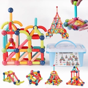 COUOMOXA Magnetic Sticks STEM for Kids: 3 4 5 6 7 8  Year Old 110pcs Educational Magnetic Construction Set - Learning Toy for 3-12 Kids Classroom Home - Birthday Gift for Boys Girls