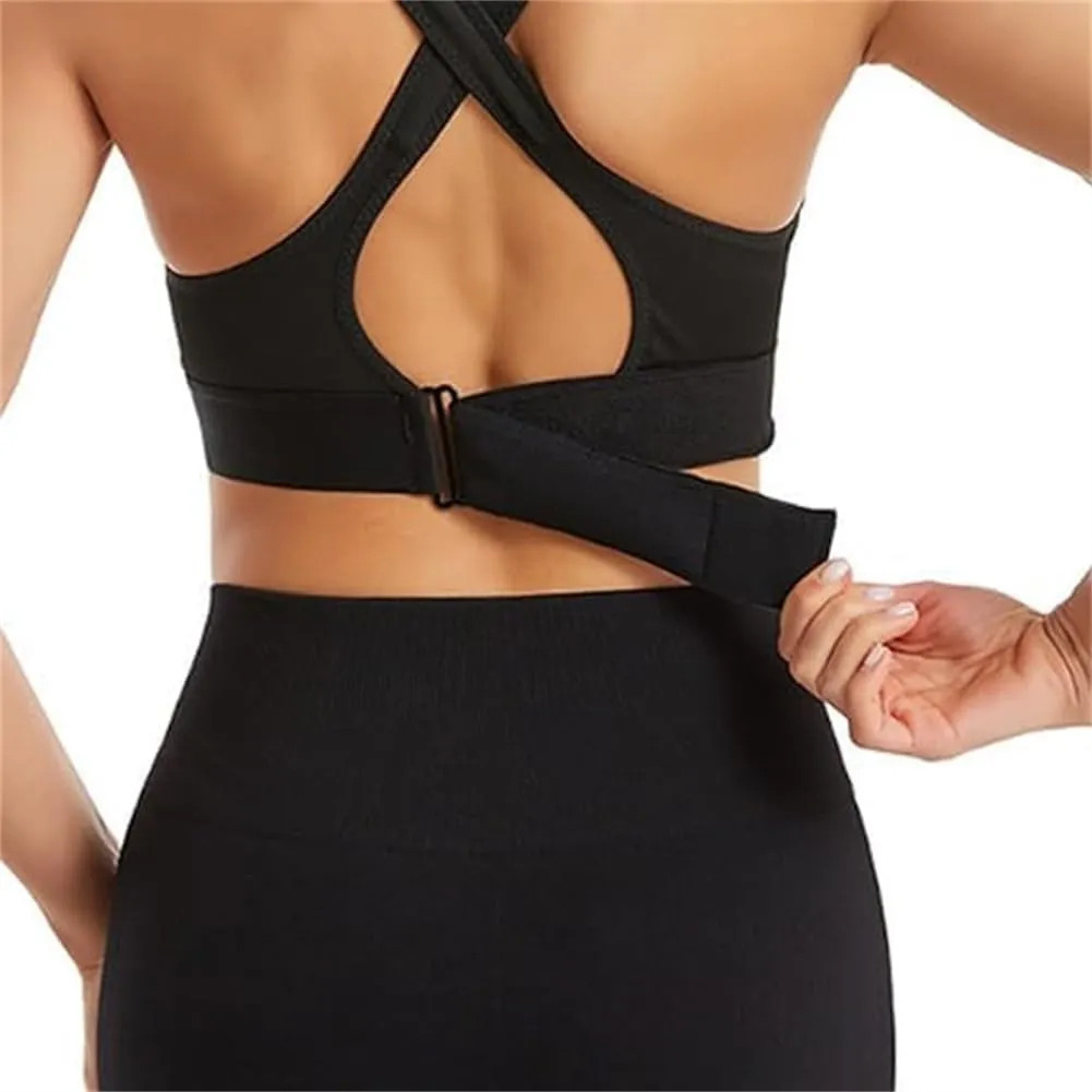 Cozuty Sports Bra, Zipper Front Closure Sports Bra for Women, Wireless Supportive Adjustable Anti-Shock Sports Bra