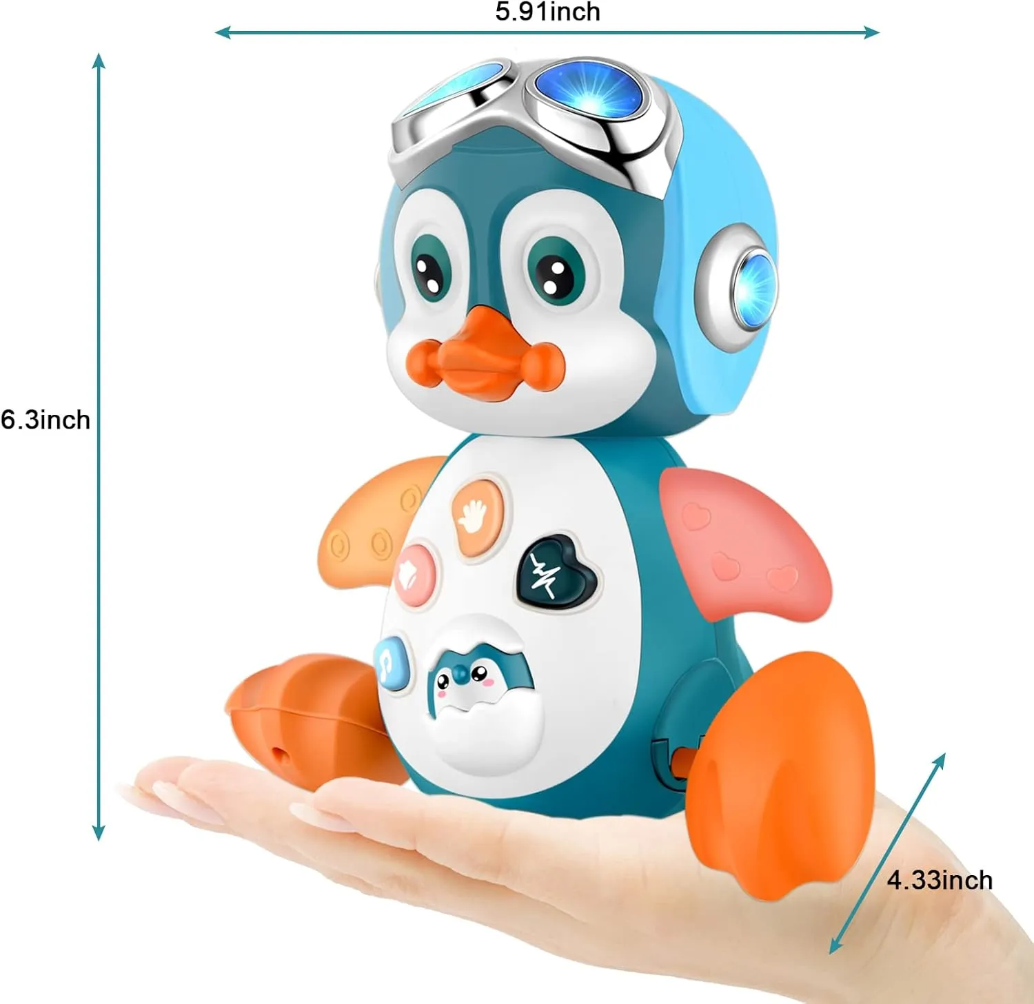 Crawling Penguin Baby Musical Toys, Baby Tummy Time Toys for Infant 0-3 0-6 6-12 12-18 Months Music Learning Crawl Interactive Development Toy with LED Lights, Babies Toddler Boy Girl Birthday Gift