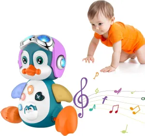 Crawling Penguin Baby Musical Toys, Baby Tummy Time Toys for Infant 0-3 0-6 6-12 12-18 Months Music Learning Crawl Interactive Development Toy with LED Lights, Babies Toddler Boy Girl Birthday Gift