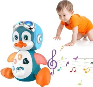 Crawling Penguin Baby Musical Toys, Baby Tummy Time Toys for Infant 0-3 0-6 6-12 12-18 Months Music Learning Crawl Interactive Development Toy with LED Lights, Babies Toddler Boy Girl Birthday Gift