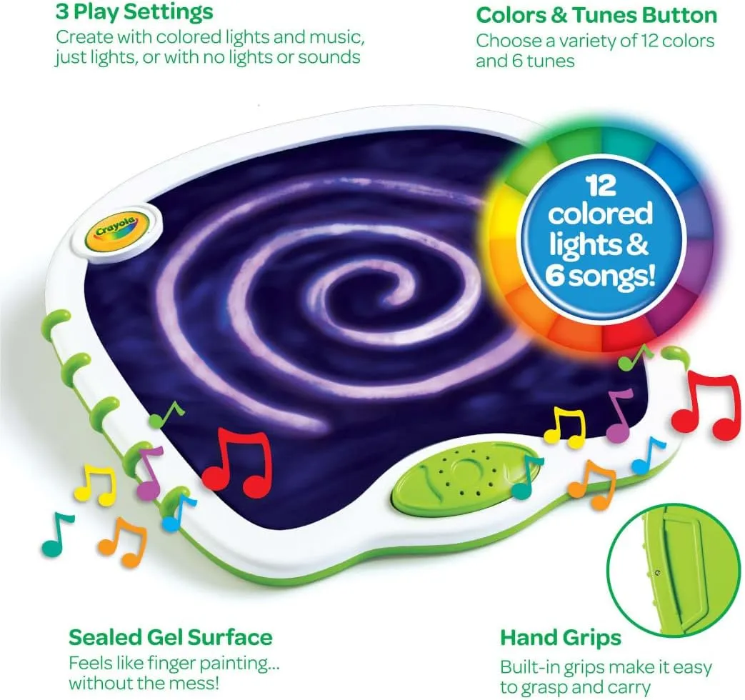 Crayola Toddler Touch Lights, Musical Sensory Toys for Toddlers, Light Up Drawing Pad, Mess Free Painting, Travel Activity, Gift for Toddlers, 2 