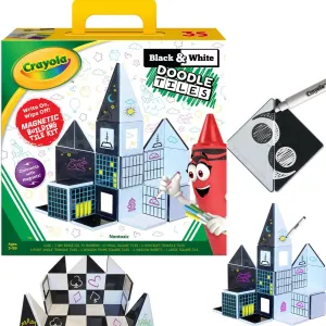 CreateOn Crayola Black & White Doodle Magnetic Tiles, Magnetic Building Toys for Kids, STEM Toys for Boys and Girls Ages 3  (35-Piece Set)