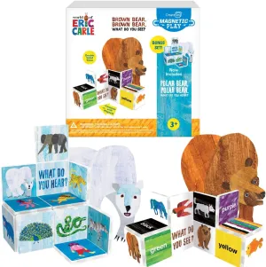 CreateOn Eric Carle Brown Bear with Polar Bear Bonus Set Magnetic Tiles, Building Set for Kids, Magnetic Building Toys for Kids, STEM Toys for Boys and Girls Ages 3 , 24 Piece