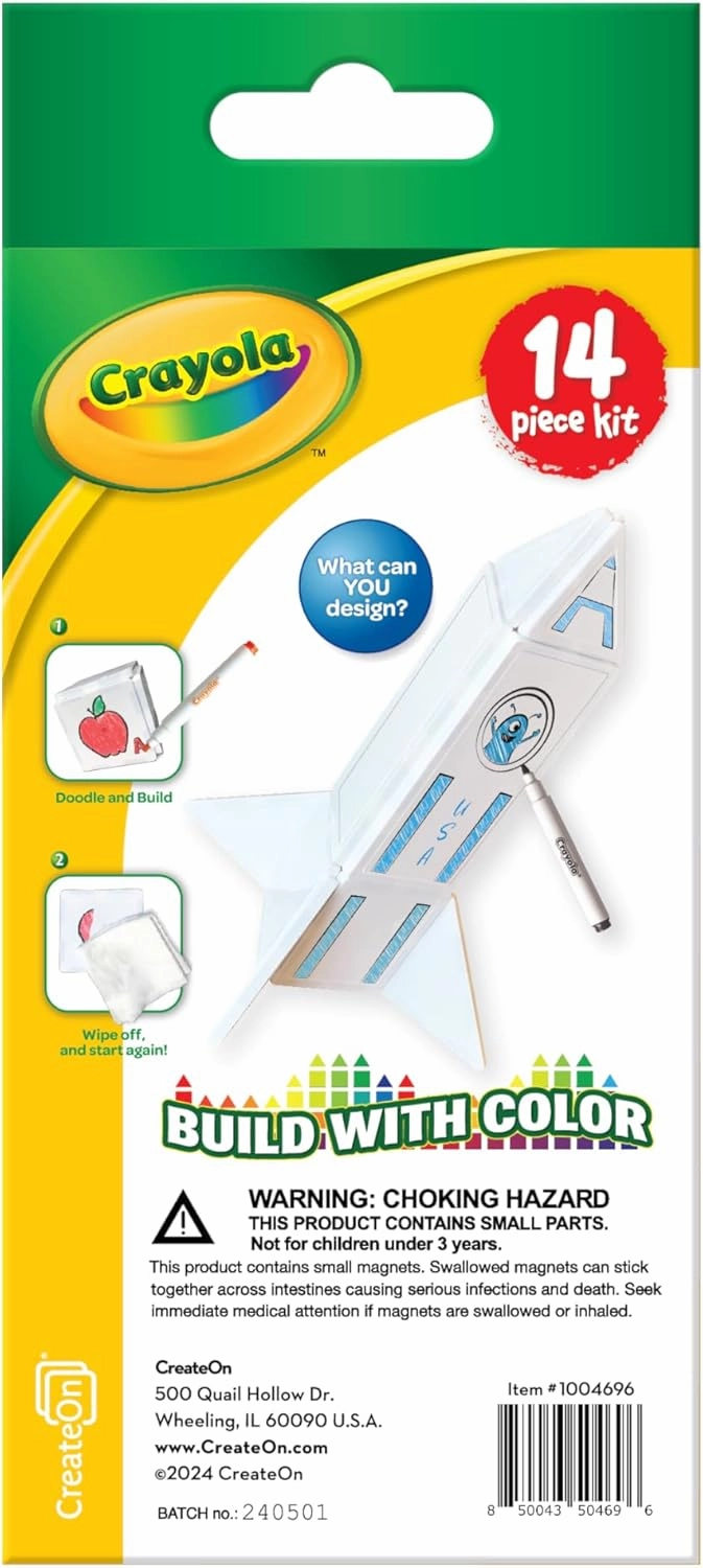 CreateOn Crayola Doodle Magnetic Tiles, Building Set for Kids, Magnetic Building Toys for Kids, STEM Travel Toys for Boys and Girls Ages 3 , 14-Piece Set (Doodle)