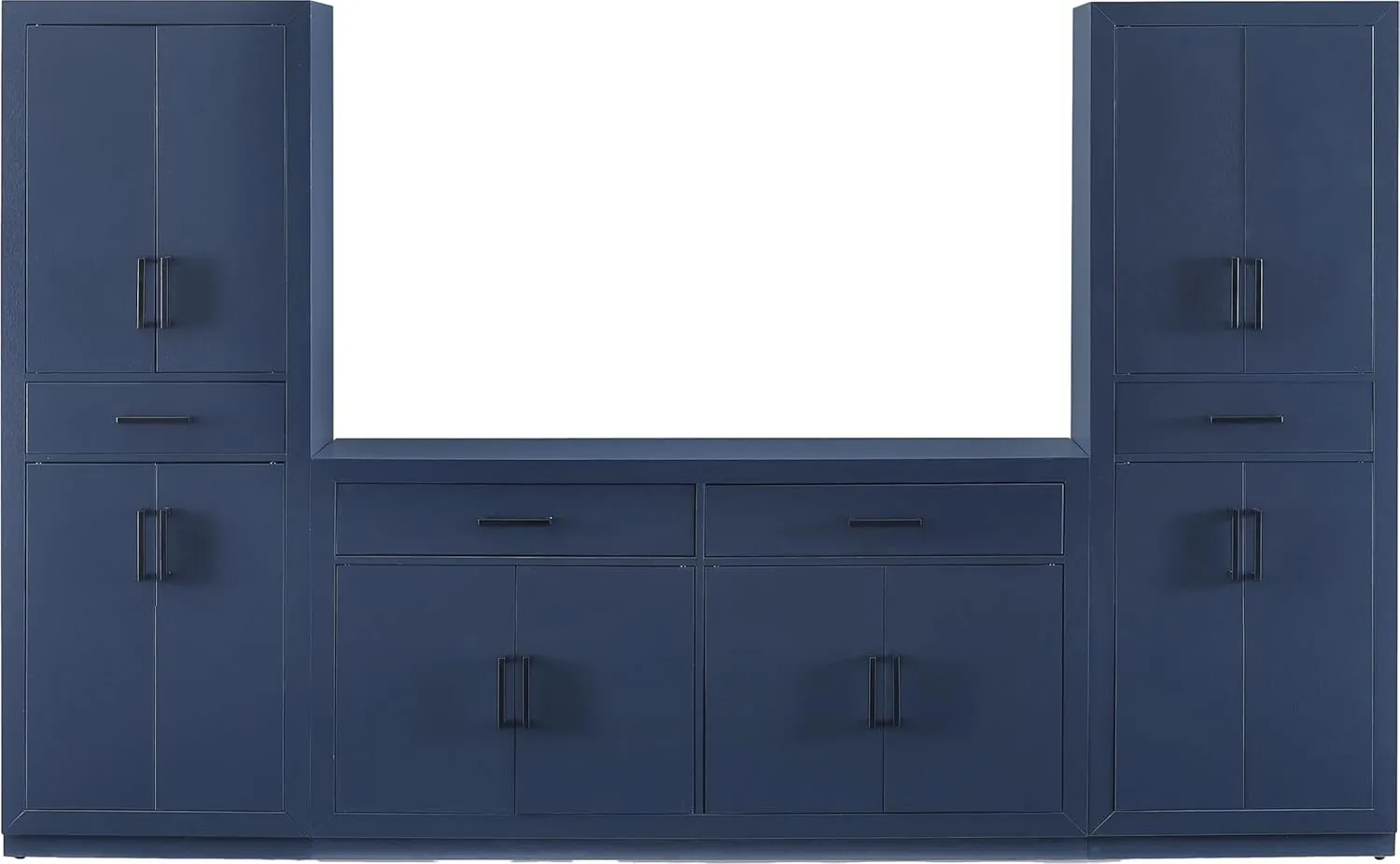 Crosley Furniture Isla 3-Piece Modern Sideboard Buffet Cabinet and Kitchen Storage Pantry Set, Navy