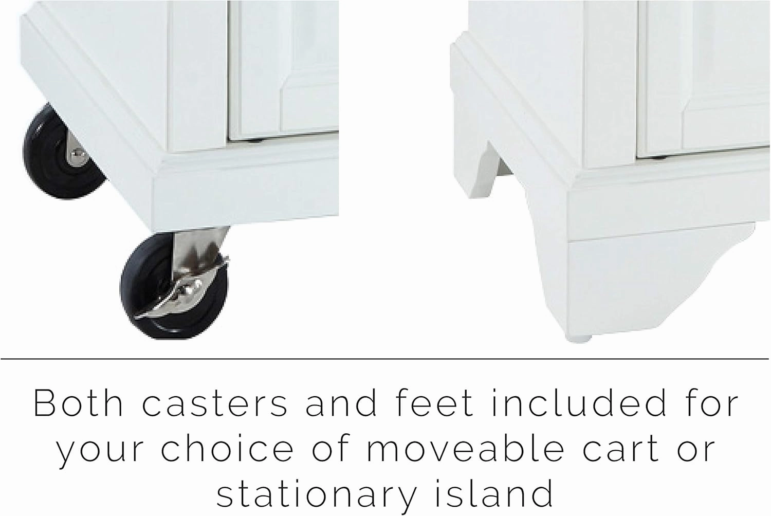 Crosley Furniture Lafayette Stone Top Small Portable Rolling Kitchen Island Storage Cart, Microwave Stand, White