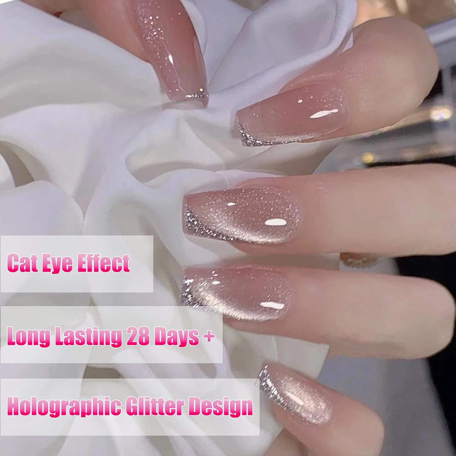 Crystal Cat Eye Gel Polish Kits Magnetic Nail Polish Set Holographic Cats Eyes Gel Nail Polish Shiny Diamond Glitter Gel with Magnet Stick,#25