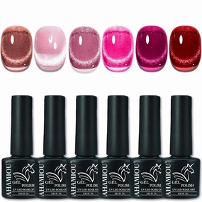 Crystal Cat Eye Gel Polish Kits Magnetic Nail Polish Set Holographic Cats Eyes Gel Nail Polish Shiny Diamond Glitter Gel with Magnet Stick,#25