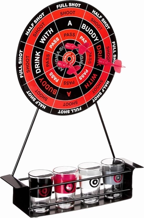 Crystal Clear Shot Glass Darts Bar Game, 10 Piece Set, Biack