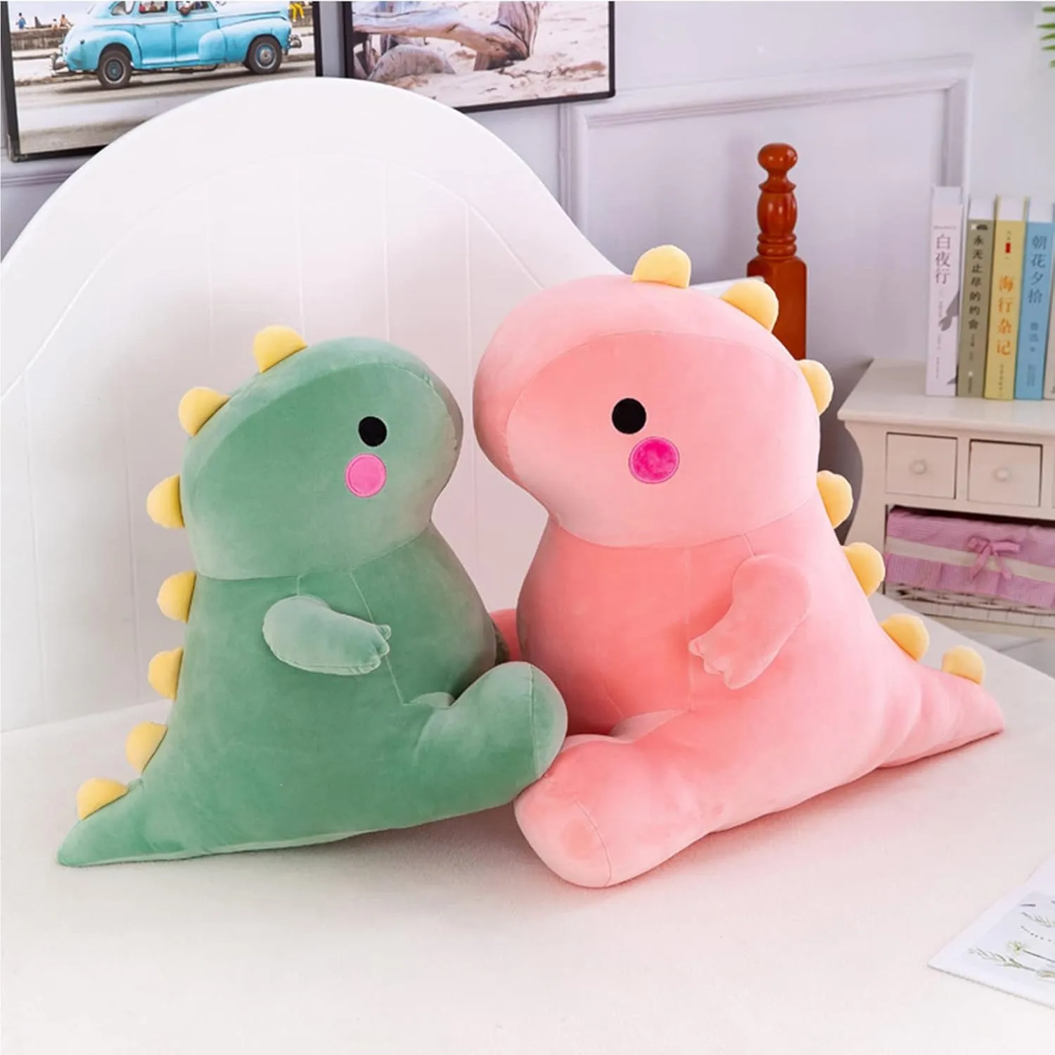 Cute Dinosaur Plush Toys, Fat Dinosaur Stuffed Animals Toys Dolls, Dinosaur Plush Toy Soft Stuffed Animal Dino Plushies Doll Cute Birthday Gifts for Kids Girls Boys (Pink,23in)