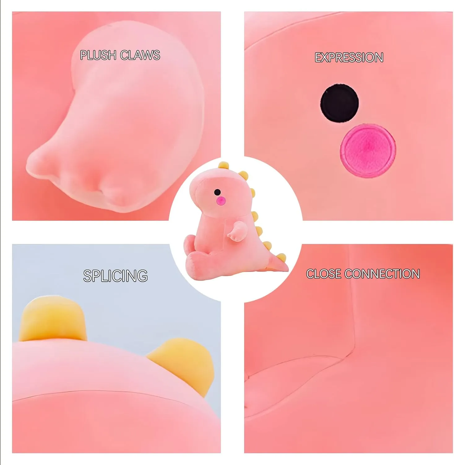 Cute Dinosaur Plush Toys, Fat Dinosaur Stuffed Animals Toys Dolls, Dinosaur Plush Toy Soft Stuffed Animal Dino Plushies Doll Cute Birthday Gifts for Kids Girls Boys (Pink,23in)