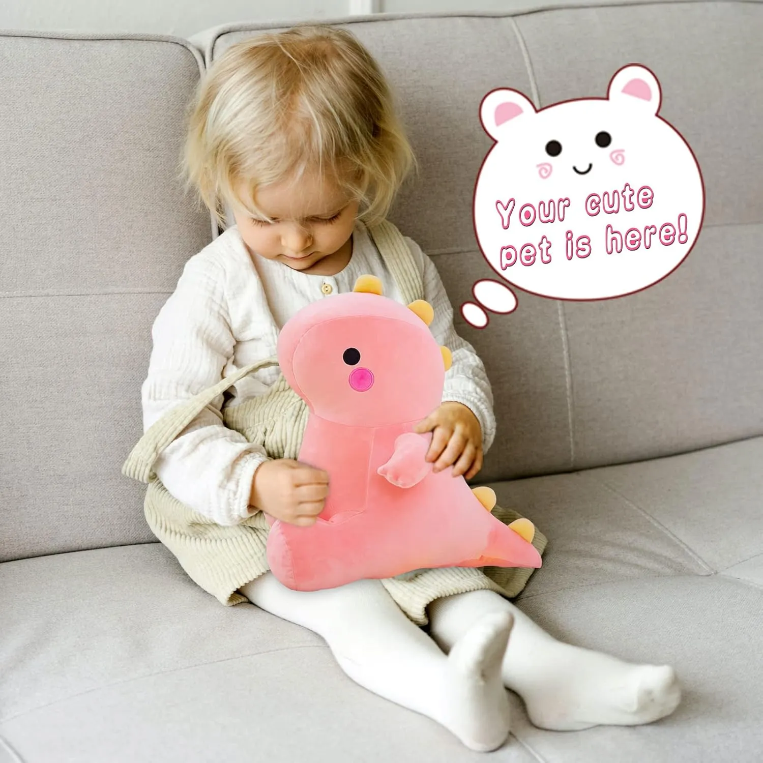 Cute Dinosaur Plush Toys, Fat Dinosaur Stuffed Animals Toys Dolls, Dinosaur Plush Toy Soft Stuffed Animal Dino Plushies Doll Cute Birthday Gifts for Kids Girls Boys (Pink,23in)