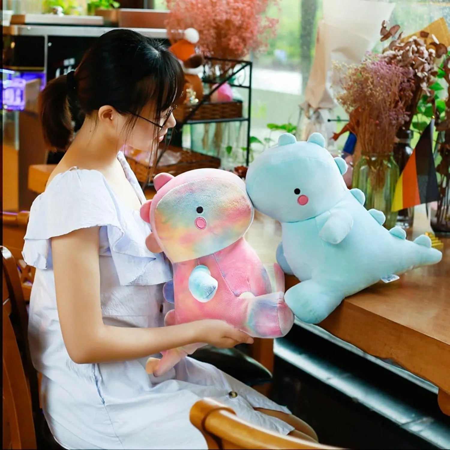 Cute Dinosaur Plush Toys, Fat Dinosaur Stuffed Animals Toys Dolls, Soft Plush Stuffed Animal Dino Plushie, Birthday Gifts for Kids Girls Boys Colorful 20 inch