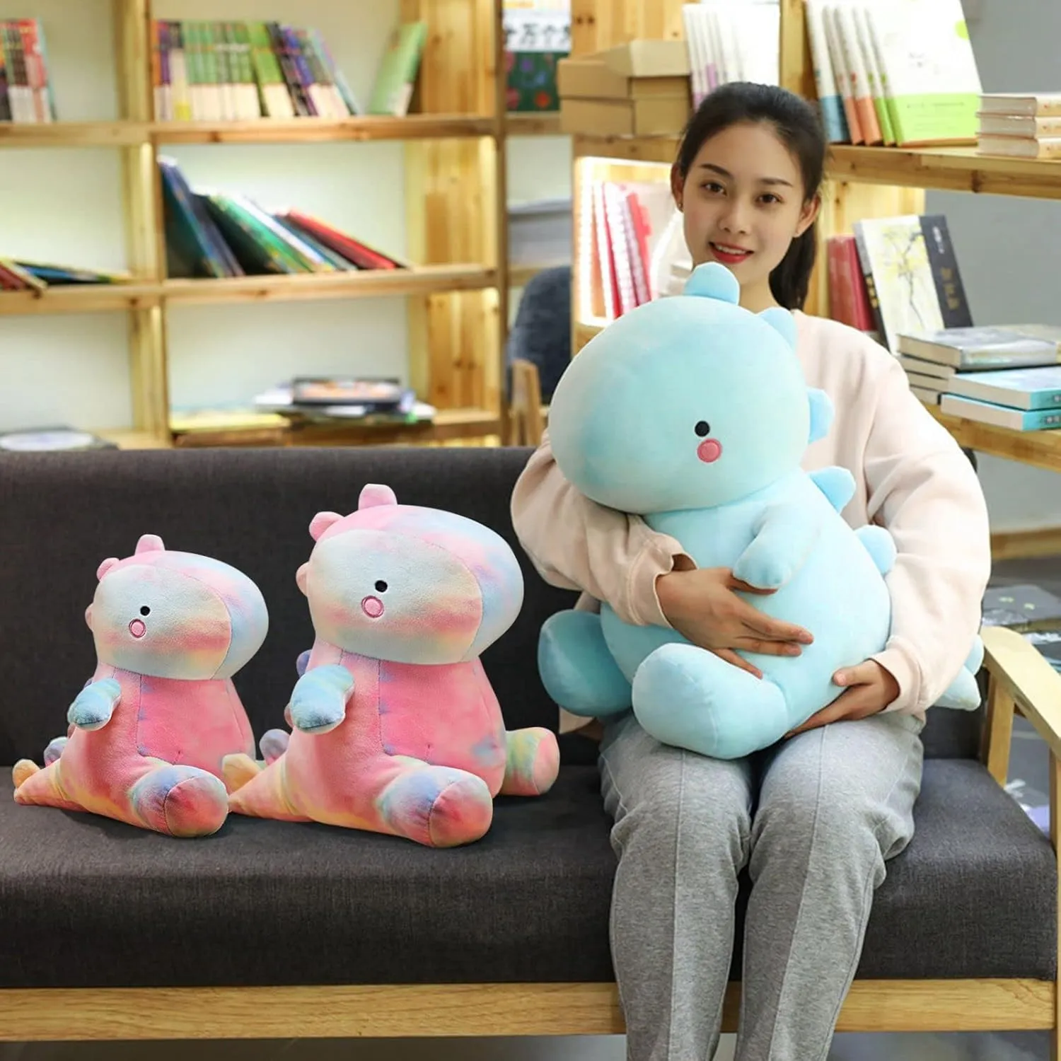 Cute Dinosaur Plush Toys, Fat Dinosaur Stuffed Animals Toys Dolls, Soft Plush Stuffed Animal Dino Plushie, Birthday Gifts for Kids Girls Boys Colorful 20 inch