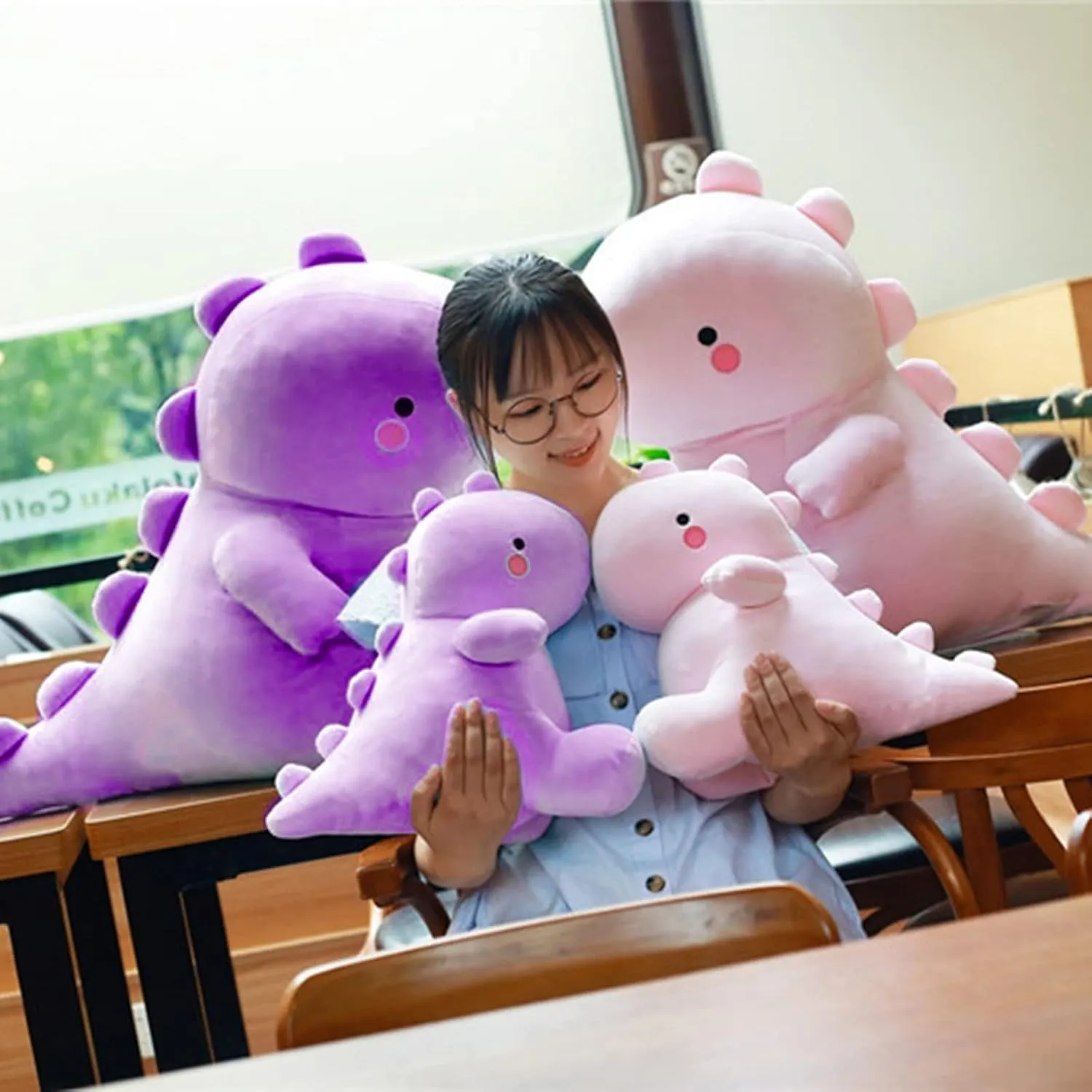 Cute Dinosaur Plush Toys, Fat Dinosaur Stuffed Animals Toys Dolls, Soft Plush Stuffed Animal Dino Plushie, Birthday Gifts for Kids Girls Boys Purple 20 inch