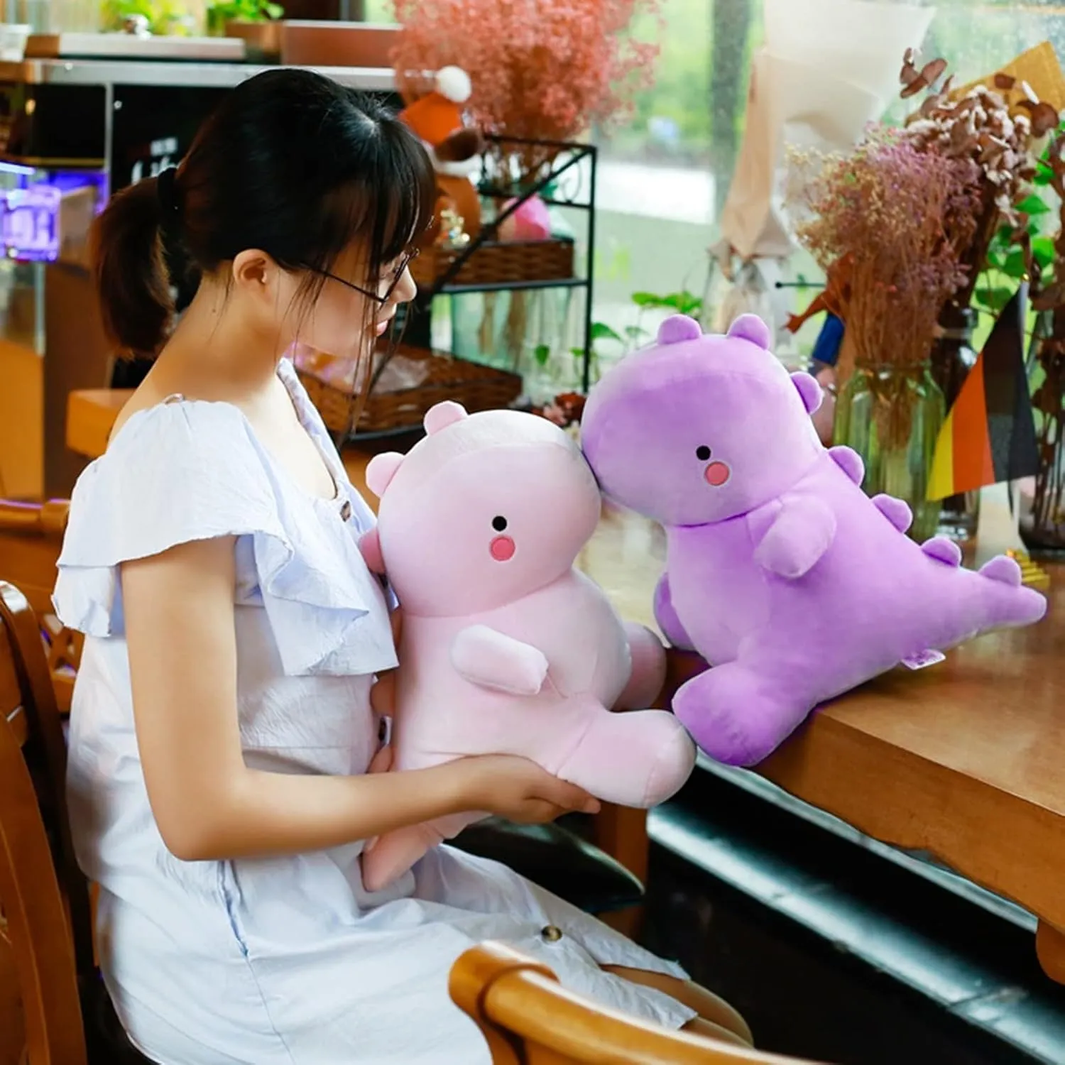 Cute Dinosaur Plush Toys, Fat Dinosaur Stuffed Animals Toys Dolls, Soft Plush Stuffed Animal Dino Plushie, Birthday Gifts for Kids Girls Boys Purple 20 inch