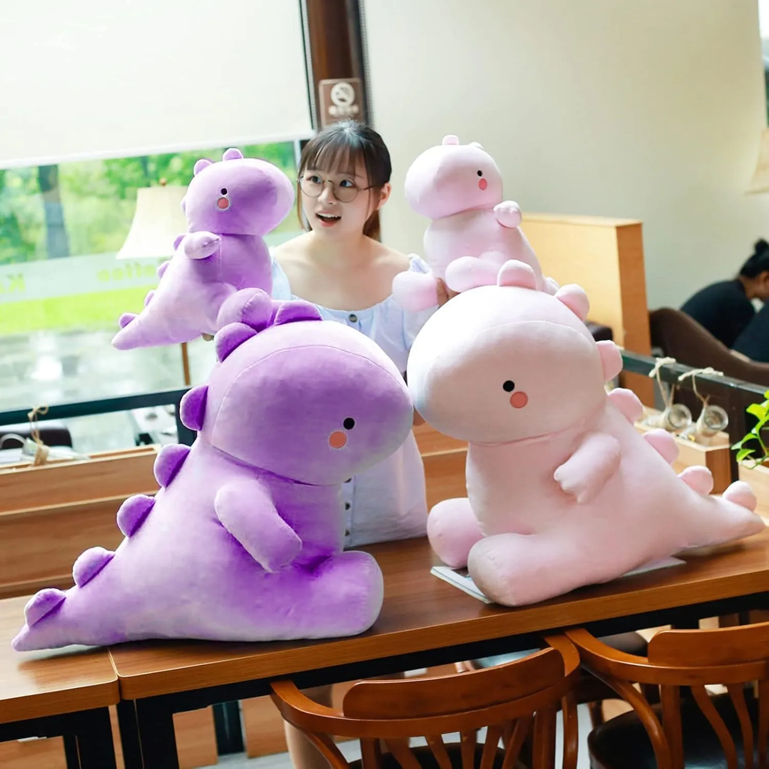 Cute Dinosaur Plush Toys, Fat Dinosaur Stuffed Animals Toys Dolls, Soft Plush Stuffed Animal Dino Plushie, Birthday Gifts for Kids Girls Boys Purple 20 inch