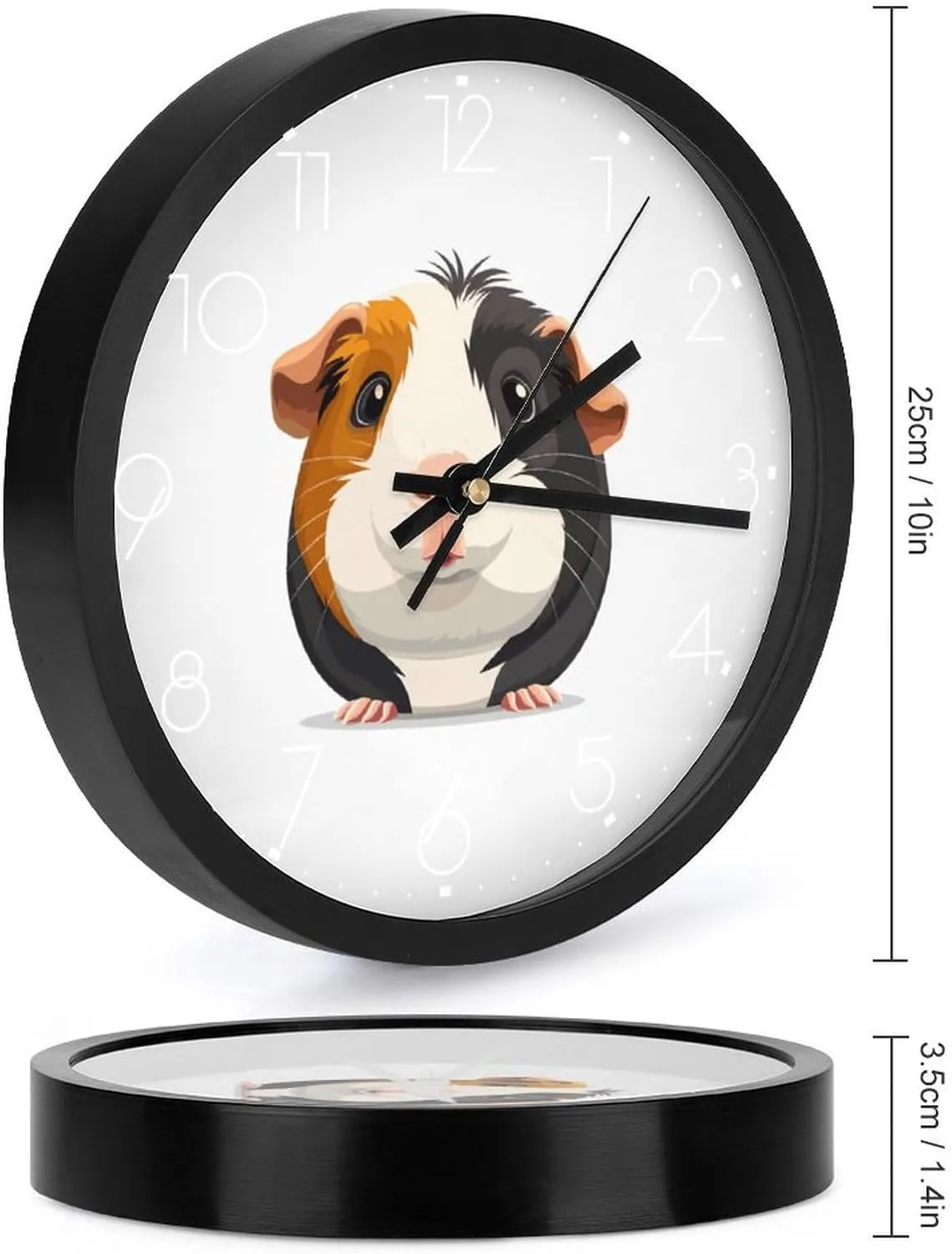 Cute Guinea Pig Wall Clock 10 Inch Silent Non-ticking Battery Operated Decorative Clock for Kitchen Bedroom