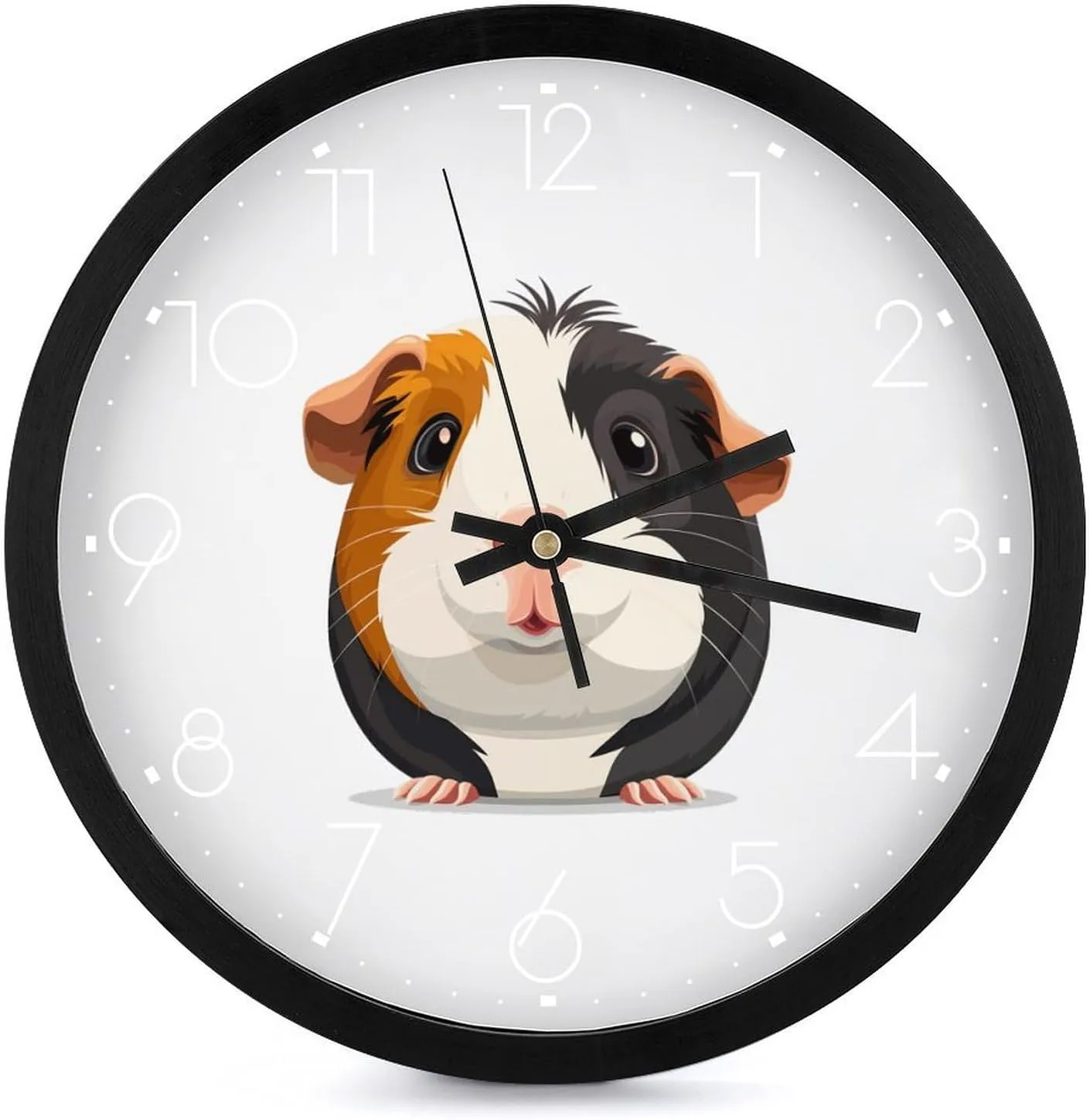 Cute Guinea Pig Wall Clock 10 Inch Silent Non-ticking Battery Operated Decorative Clock for Kitchen Bedroom