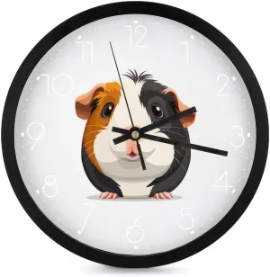 Cute Guinea Pig Wall Clock 10 Inch Silent Non-ticking Battery Operated Decorative Clock for Kitchen Bedroom