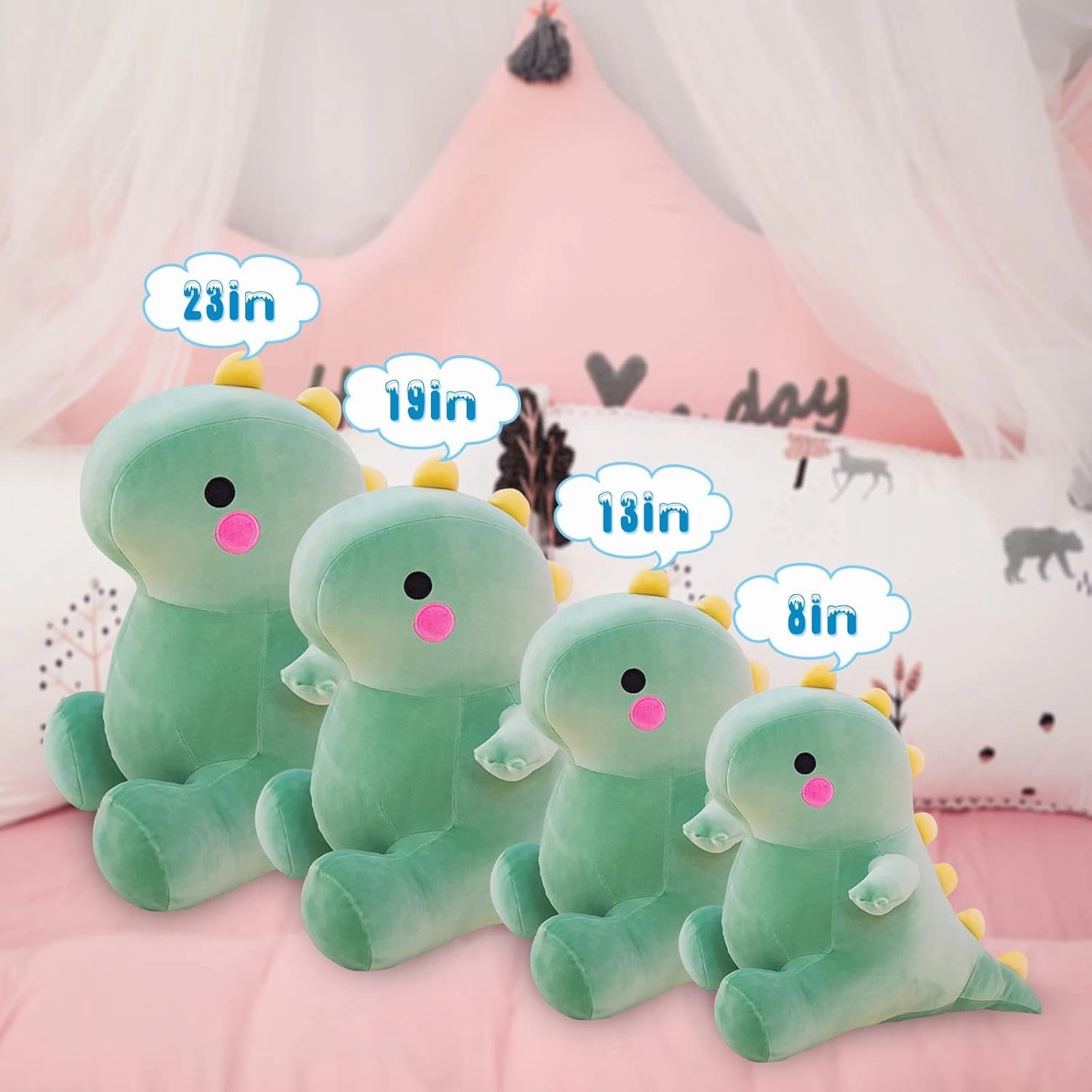 Cute Dinosaur Plush Toys, Fat Dinosaur Stuffed Animals Toys Dolls, Dinosaur Plush Toy Soft Stuffed Animal Dino Plushies Doll Cute Birthday Gifts for Kids Girls Boys (Green,19in)