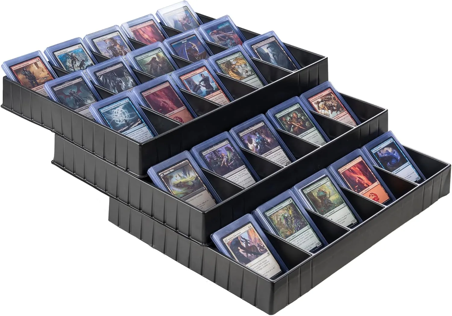 D DACCKIT Card Sorting Tray for Trading Cards, Card Sorter Tray Compatible with Sports Cards, Top Loloaders and Magnetic Card Holders（3 Pack）