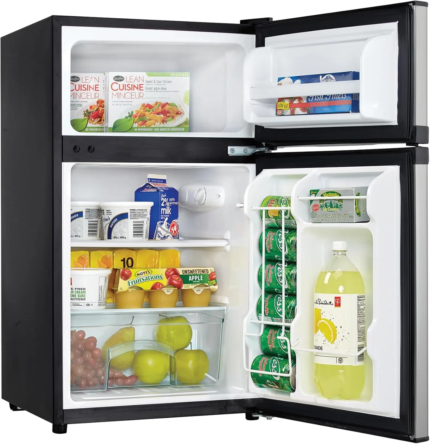 Danby Designer DCR031B1BSLDD 3.1 Cu.Ft. Compact Refrigerator with Freezer, E-Star Rated Mini Fridge for Bedroom, Living Room, Kitchen, or Office, Stainless Steel