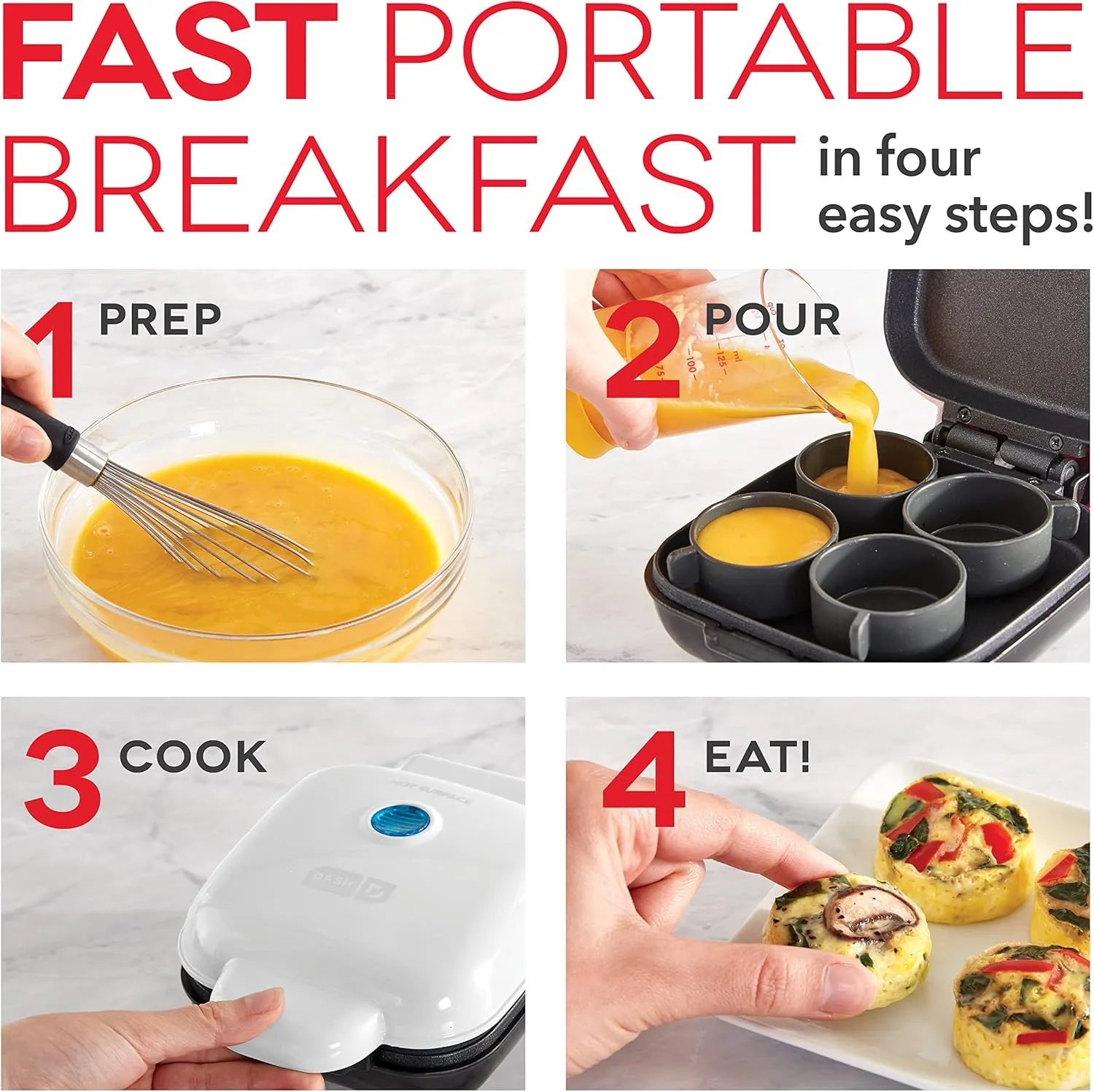 DASH Deluxe Sous Vide Style Egg Bite Maker with Silicone Molds for Breakfast Sandwiches, Healthy Snacks or Desserts, Keto & Paleo Friendly, (1 large, 4 mini) - Aqua