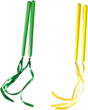 DECHOUS Early Educational Musical Toys 2 Pairs Rhythm Sticks Music Stick Ribbon Boys and Girls Percussion Instrument for Baby Music