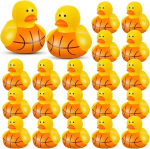 DEEKIN 50 Pieces Basketball Mini Rubber Duckies Bulk Sports Themed Rubber Ducks Basketball Mini Ducks Durable Ducky Bath Toy Set for Party Shower Pool Favors Treasure Chest Sports Events Summer
