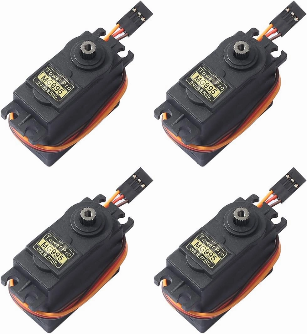 DEVMO 4PCS MG995 360°High Speed Torque Metal Gear Servo Motor Set Kit Compatible with Boat/RC Helicopter/Car/Airplane/Smart Robot/JR/Futaba