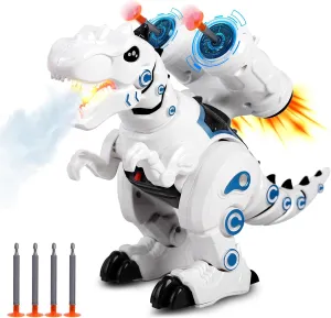 Dinosaur Toy for Kids 3-5 with Mist Spray, Roaring Sound and Light, Manual Shoot Dart Game, Walking with Dinosaurs Action Figures Robots, STEM Learning Toys for Boys Girls Birthday Gifts