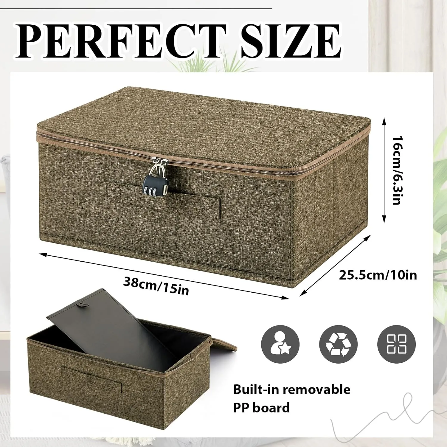 Discreet Lockable Adult Toy Bag Storage Organizer Toy Bag Storage Bins Case with Zipper Lid 15 x 10 x 6.3 Inches for Women and Men Clothes Container(Coffee)